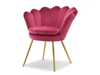 Produkt: Fotel lazar różowy welur, podstawa złoty