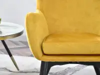 Fotel LETA ŻÓŁTY uszak na czarnych nogach z drewna - designerska bryła