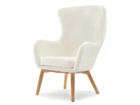 Produkt: Fotel leta biały tkanina, podstawa buk