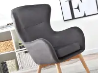 Nowoczesny fotel LETA GRAFITOWY uszak na bukowych nogach - nowoczesna forma