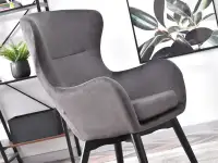 Fotel LETA GRAFITOWY uszak na czarnych nogach z drewna - stylowe siedzisko