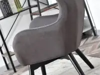 Fotel LETA GRAFITOWY uszak na czarnych nogach z drewna - wyjątkowa tkanina