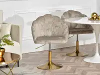 Obrotowe krzesło fotelowe LISA RING WELUR PLATYNA - ZŁOTY - przód