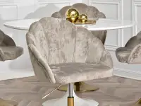 Obrotowe krzesło fotelowe LISA RING WELUR PLATYNA - ZŁOTY - komfortowe siedzisko