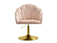 fotel lisa-ring pudrowy welur, podstawa złoty