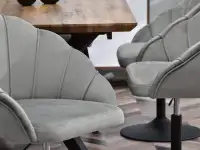 Welurowe krzesło fotel LISA RING SZARE - CZARNA NOGA - charakterystyczne detale