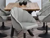 Welurowe krzesło fotel LISA RING SZARE - CZARNA NOGA - komfortowe siedzisko
