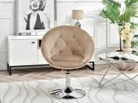 Welurowy fotel obrotowy LOUNGE 3  BEŻ - NOGA CHROM - w aranżacji