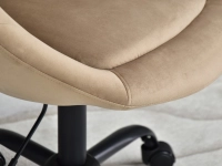 Pikowany fotel LOUNGE 4 BEŻOWY WELUROWY Z CZARNĄ NOGĄ - solidne szycie