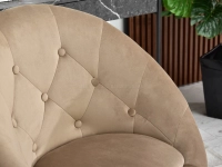 Pikowany fotel LOUNGE 4 BEŻOWY WELUROWY Z CZARNĄ NOGĄ - detale