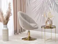Luksusowy fotel do biurka LOUNGE 3 BEŻOWY BOUCLE - fotel jajo