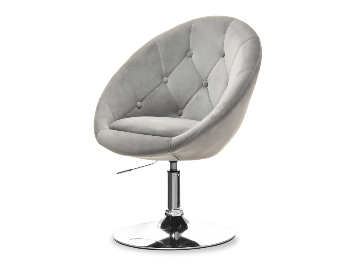 Fotel klubowy LOUNGE 3 SZARY WELUR PIK + CHROM
