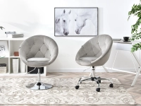 Fotel klubowy LOUNGE 3 SZARY WELUR PIK + CHROM