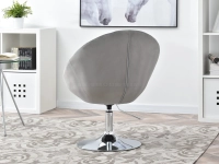 Fotel klubowy LOUNGE 3 SZARY WELUR PIK + CHROM