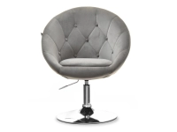 Fotel klubowy LOUNGE 3 SZARY WELUR PIK + CHROM