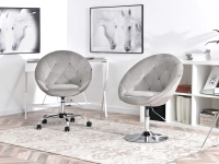 Fotel klubowy LOUNGE 3 SZARY WELUR PIK + CHROM