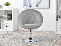 Fotel klubowy LOUNGE 3 SZARY WELUR PIK + CHROM
