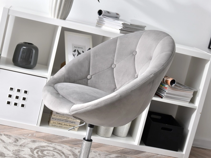 Fotel klubowy LOUNGE 3 SZARY WELUR PIK + CHROM