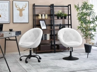 Fotel gabinetowy obrotowy LOUNGE 4 BIAŁY EKO - CZARNY - w aranżacji z regałami TOWER