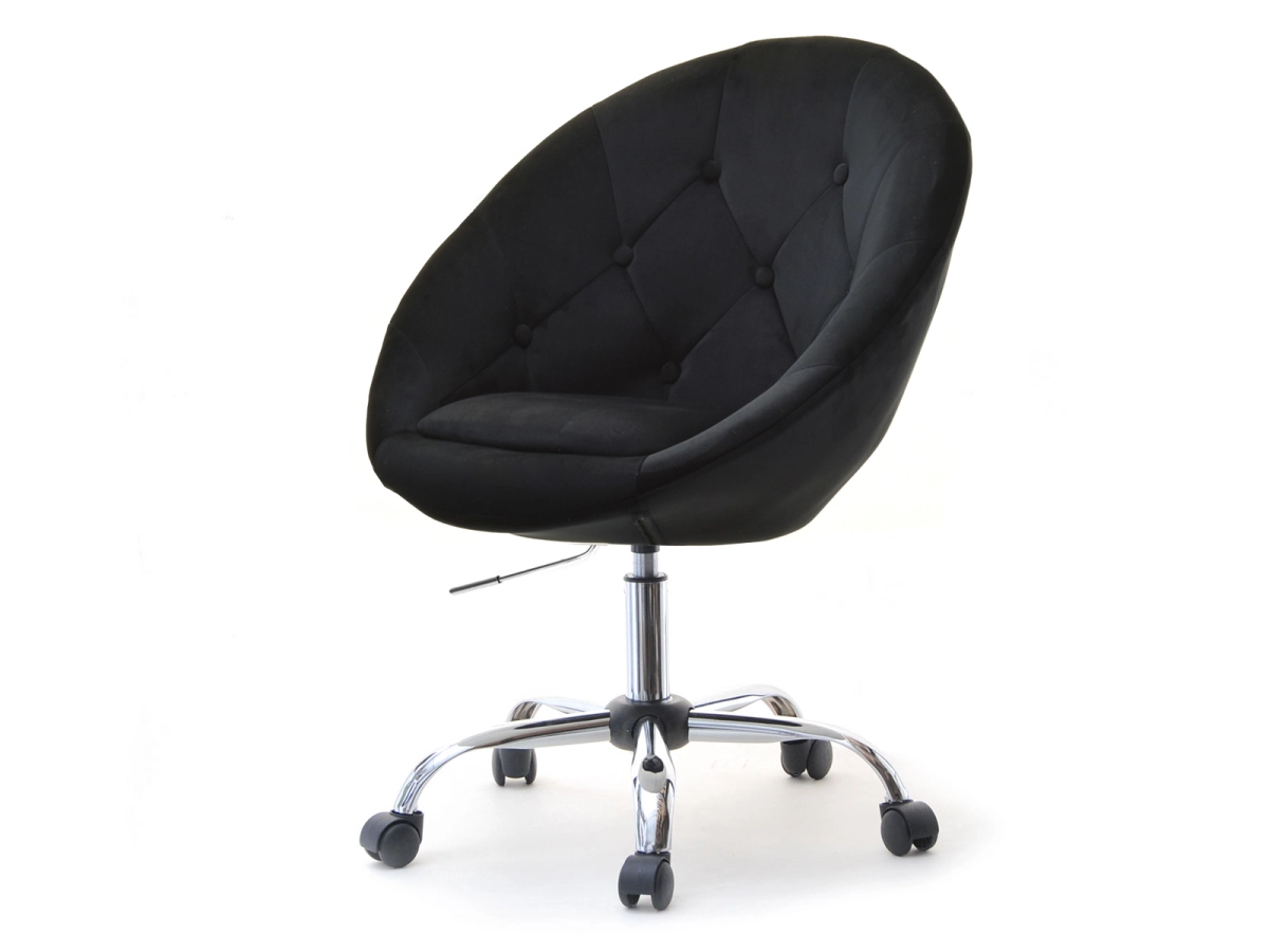 Fotel obrotowy LOUNGE 4 CZARNY WELUR + CHROM