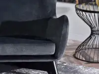 Fotel luka grafitowy tkanina, podstawa czarny