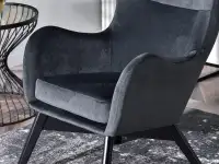 Fotel luka grafitowy tkanina, podstawa czarny