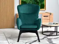 Fotel luka zielony tkanina, podstawa czarny