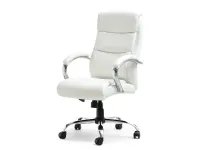 Produkt: Fotel biurowy luks biały skóra ekologiczna, podstawa chrom