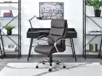 Fotel biurowy tapicerowany skórą ekologiczną LUKS brązowy