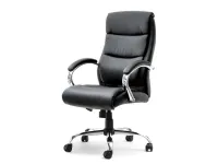 Produkt: Fotel biurowy luks czarny skóra ekologiczna, podstawa chrom