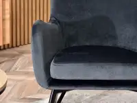 Fotel luna grafitowy tkanina, podstawa czarny