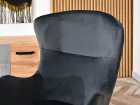 Fotel luna grafitowy tkanina, podstawa czarny