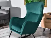 Fotel luna zielony tkanina, podstawa czarny