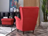 Fotel tapicerowany MALMO ŻURAWINA - DREWNO ORZECH - tył fotela