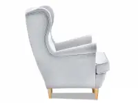 Fotel w stylu skandynawskim MALMO JASNY SZARY- DREWNO BUK - bok