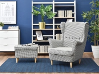 Designerski fotel skandynawski MALMO pepitka w aranżacji