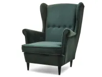 Produkt: Fotel malmo zielony welur, podstawa czarny