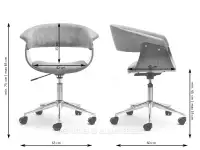 Krzesło biurowe obrotowe MANZA ORZECH I CZARNA SKÓRA EKOLOGICZNA - wymiary