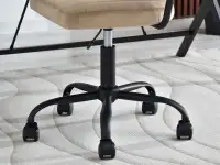 Welurowy fotel do biurka MERLIN BEŻOWY NA CZARNYM STELAŻU - noga na kółkach