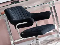 Fotel biurowy MERLIN CZARNY glamour welurowy + chrom - wygodne siedzisko