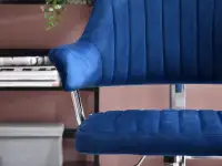 Fotel biurowy MERLIN GRANATOWY glamour welurowy + chrom - komfortowe podłokietniki