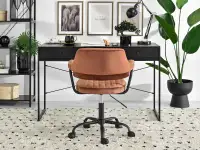 Welurowy fotel biurowy MERLIN MIEDZIANY - CZARNY - wygodne krzesło do biurka