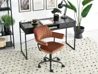 Welurowy fotel biurowy MERLIN MIEDZIANY - CZARNY - krzesło welurowe do biurka