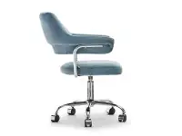 Fotel biurowy MERLIN NIEBIESKI welurowy z chromowaną nogą - bok
