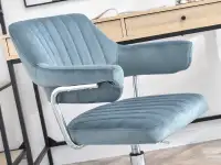 Fotel biurowy MERLIN NIEBIESKI welurowy z chromowaną nogą - designerska bryła