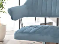 Fotel biurowy MERLIN NIEBIESKI welurowy z chromowaną nogą
