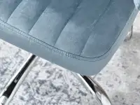 Fotel biurowy MERLIN NIEBIESKI welurowy z chromowaną nogą - welurowa tkanina