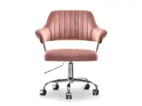 Fotel biurowy glamour MERLIN PUDROWY RÓŻ + CHROM - przód