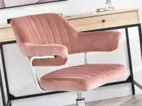 Fotel biurowy glamour MERLIN PUDROWY RÓŻ + CHROM - designerska bryła