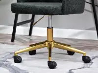 Obrotowe krzesło biurowe  MIO MOVE CZARNE BOUCLE - ZŁOTA NOGA - mobilna podstawa